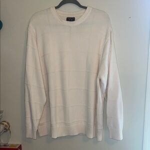 Men's Vintage Cream Oversized Cotton Windowpane Sweater